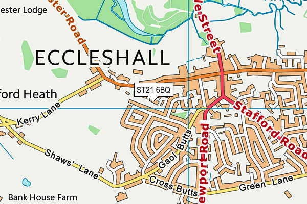 ST21 6BQ map - OS VectorMap District (Ordnance Survey)