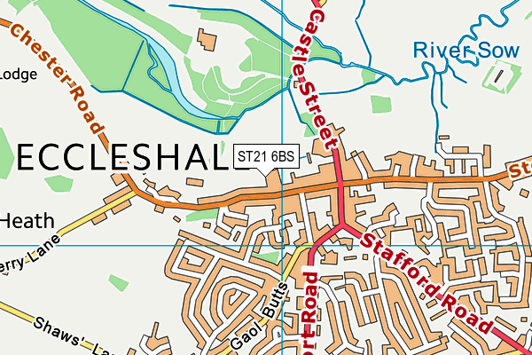 ST21 6BS map - OS VectorMap District (Ordnance Survey)