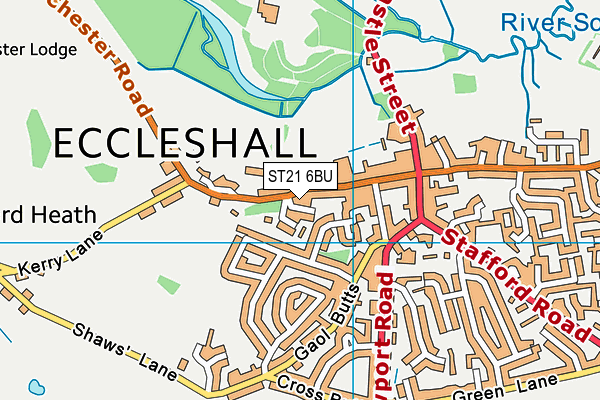 ST21 6BU map - OS VectorMap District (Ordnance Survey)