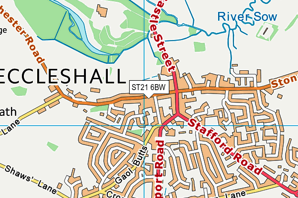 ST21 6BW map - OS VectorMap District (Ordnance Survey)