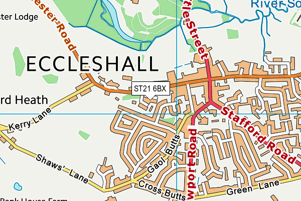 ST21 6BX map - OS VectorMap District (Ordnance Survey)