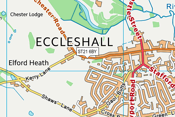 Eccleshall Cricket Club map (ST21 6BY) - OS VectorMap District (Ordnance Survey)