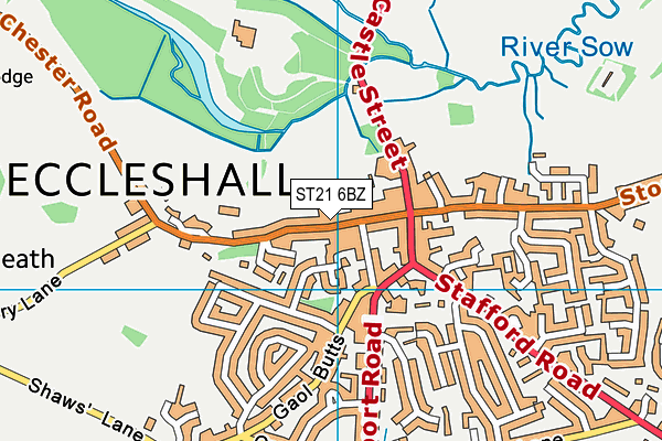 ST21 6BZ map - OS VectorMap District (Ordnance Survey)