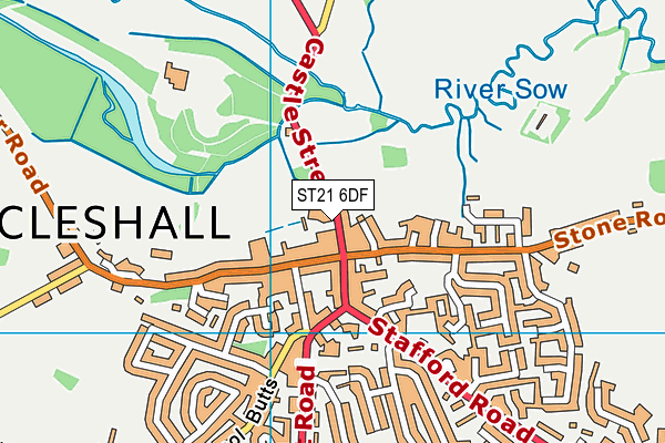 ST21 6DF map - OS VectorMap District (Ordnance Survey)