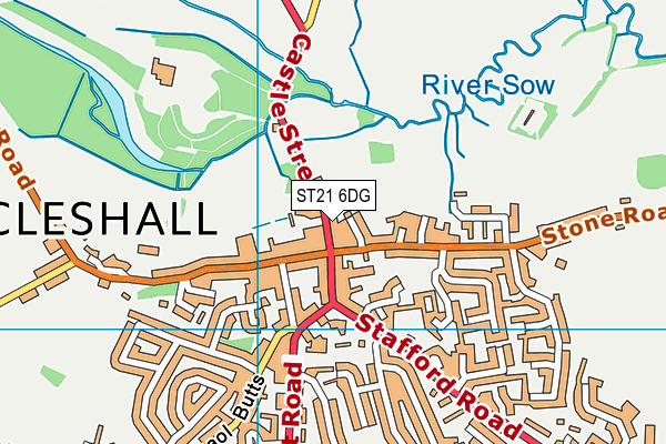 ST21 6DG map - OS VectorMap District (Ordnance Survey)