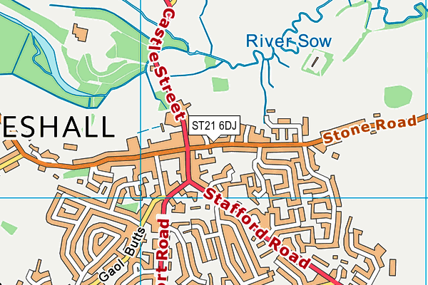 ST21 6DJ map - OS VectorMap District (Ordnance Survey)