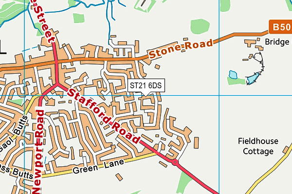ST21 6DS map - OS VectorMap District (Ordnance Survey)
