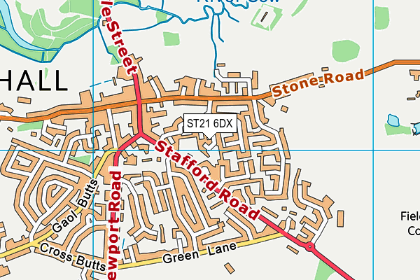 ST21 6DX map - OS VectorMap District (Ordnance Survey)