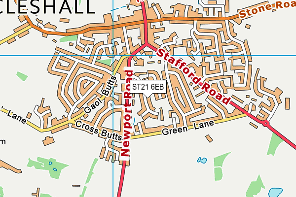 ST21 6EB map - OS VectorMap District (Ordnance Survey)