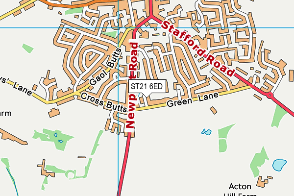 ST21 6ED map - OS VectorMap District (Ordnance Survey)