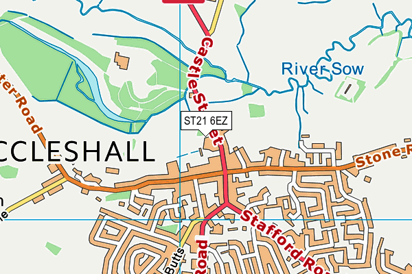 ST21 6EZ map - OS VectorMap District (Ordnance Survey)