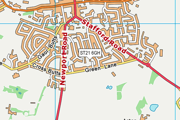 ST21 6GH map - OS VectorMap District (Ordnance Survey)