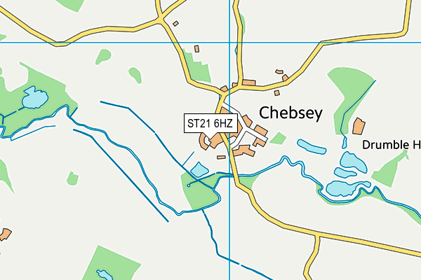 ST21 6HZ map - OS VectorMap District (Ordnance Survey)