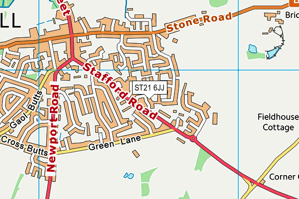 ST21 6JJ map - OS VectorMap District (Ordnance Survey)