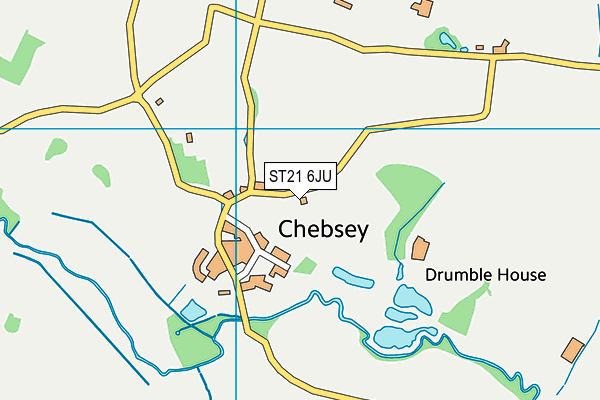 ST21 6JU map - OS VectorMap District (Ordnance Survey)