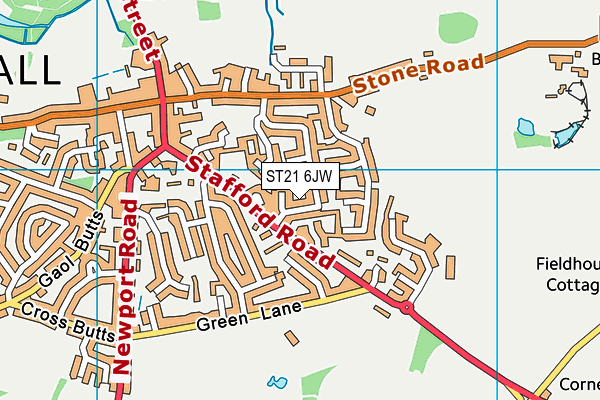 ST21 6JW map - OS VectorMap District (Ordnance Survey)