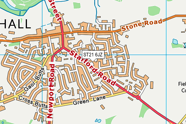 ST21 6JZ map - OS VectorMap District (Ordnance Survey)