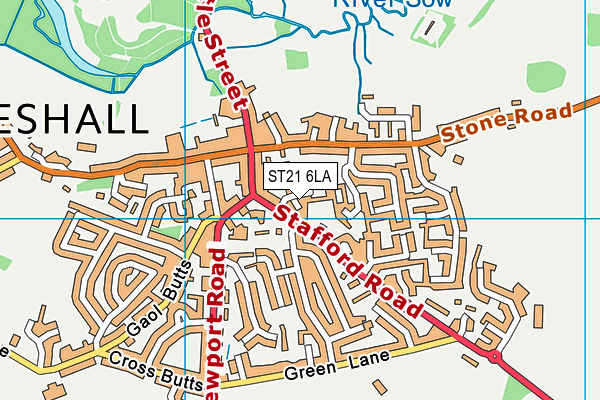 ST21 6LA map - OS VectorMap District (Ordnance Survey)