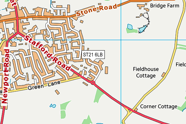 ST21 6LB map - OS VectorMap District (Ordnance Survey)