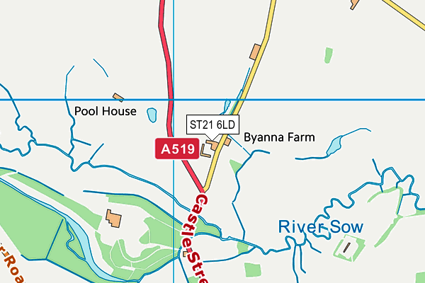 ST21 6LD map - OS VectorMap District (Ordnance Survey)