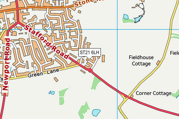 ST21 6LH map - OS VectorMap District (Ordnance Survey)