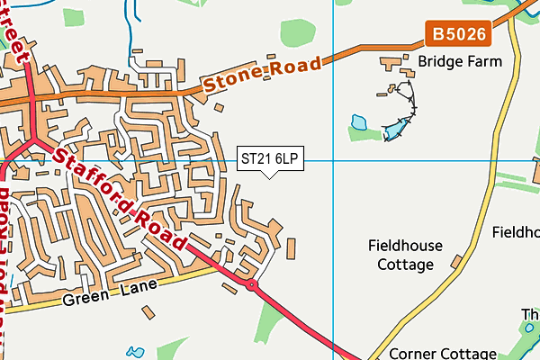 ST21 6LP map - OS VectorMap District (Ordnance Survey)