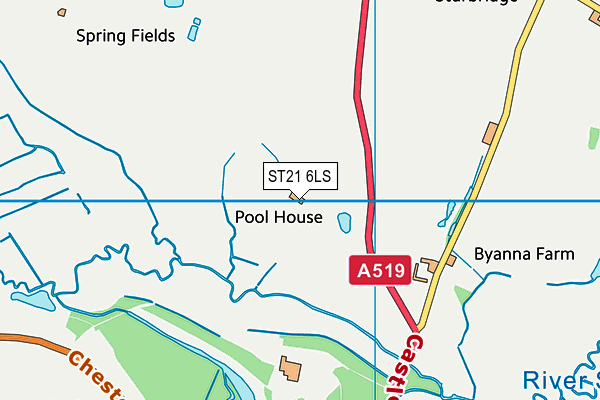 ST21 6LS map - OS VectorMap District (Ordnance Survey)