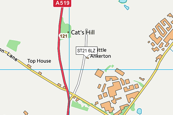 ST21 6LZ map - OS VectorMap District (Ordnance Survey)