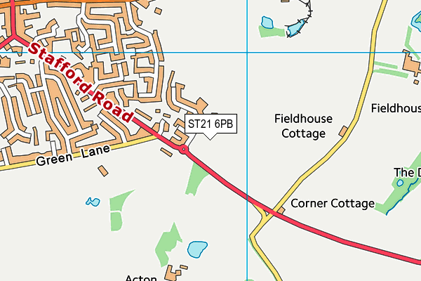 ST21 6PB map - OS VectorMap District (Ordnance Survey)