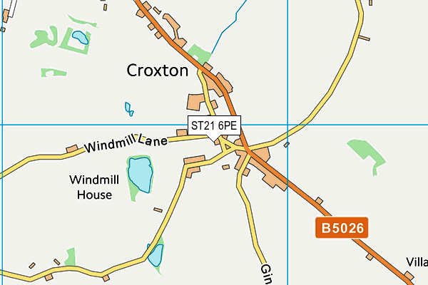 ST21 6PE map - OS VectorMap District (Ordnance Survey)