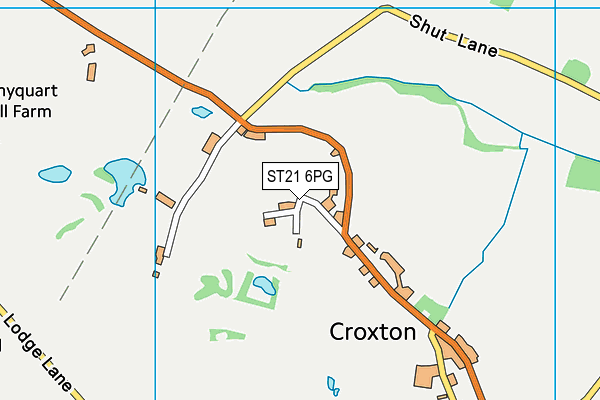 ST21 6PG map - OS VectorMap District (Ordnance Survey)