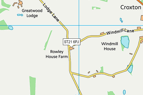 ST21 6PJ map - OS VectorMap District (Ordnance Survey)