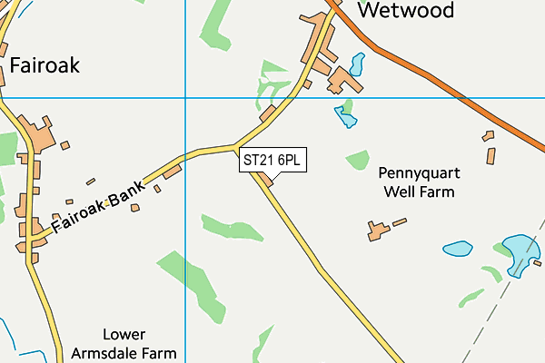 ST21 6PL map - OS VectorMap District (Ordnance Survey)