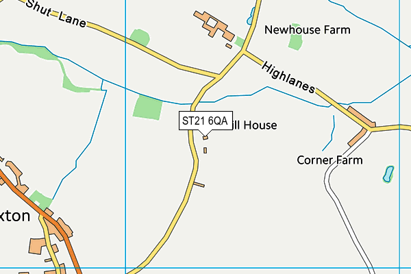 ST21 6QA map - OS VectorMap District (Ordnance Survey)