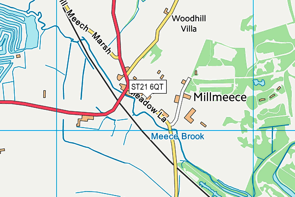 ST21 6QT map - OS VectorMap District (Ordnance Survey)