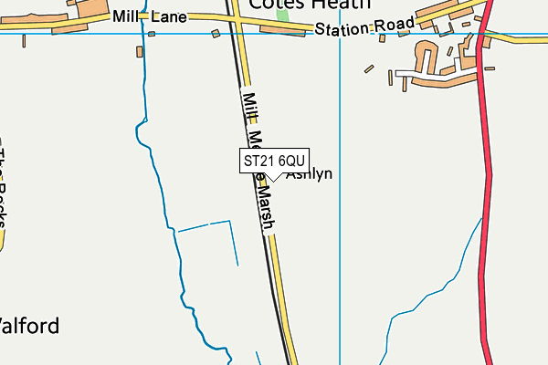 ST21 6QU map - OS VectorMap District (Ordnance Survey)