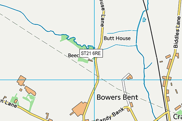 ST21 6RE map - OS VectorMap District (Ordnance Survey)