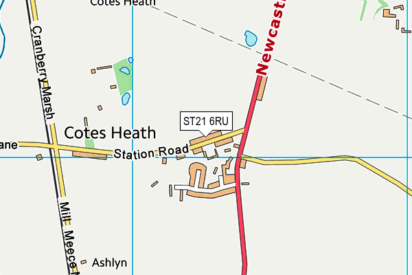 ST21 6RU map - OS VectorMap District (Ordnance Survey)