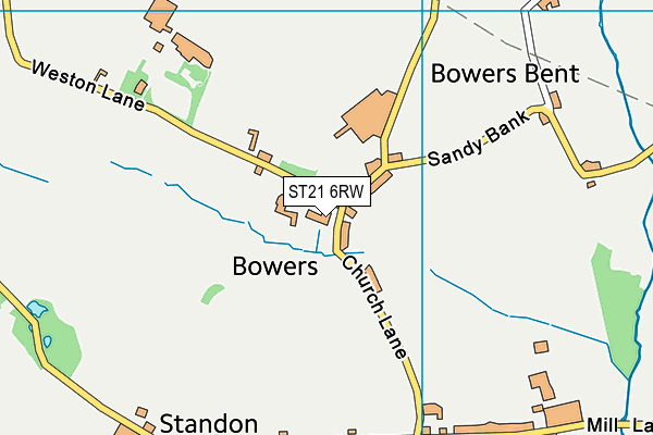 ST21 6RW map - OS VectorMap District (Ordnance Survey)