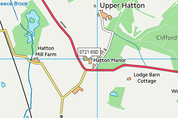 ST21 6SD map - OS VectorMap District (Ordnance Survey)