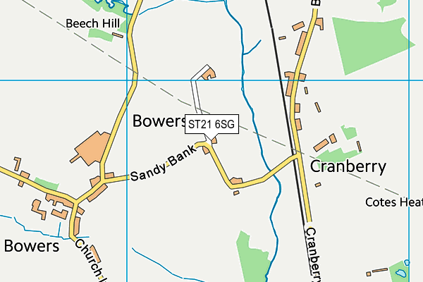 ST21 6SG map - OS VectorMap District (Ordnance Survey)