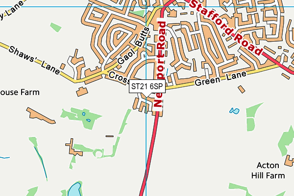 ST21 6SP map - OS VectorMap District (Ordnance Survey)