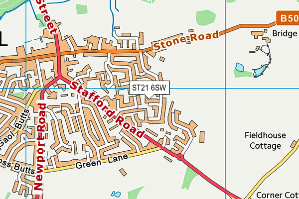 ST21 6SW map - OS VectorMap District (Ordnance Survey)