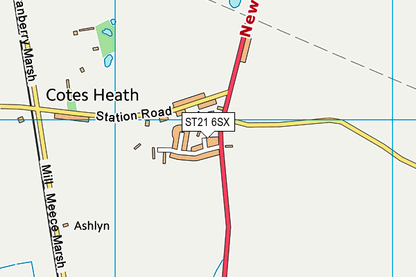 ST21 6SX map - OS VectorMap District (Ordnance Survey)