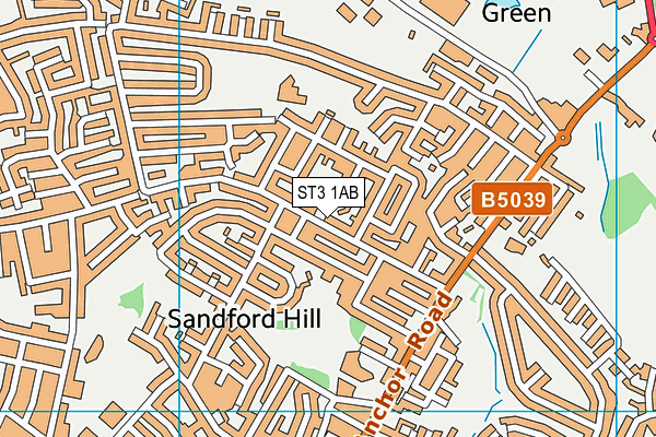 ST3 1AB map - OS VectorMap District (Ordnance Survey)