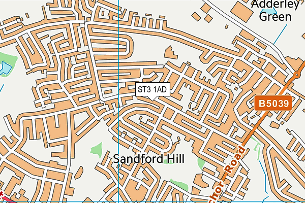 ST3 1AD map - OS VectorMap District (Ordnance Survey)