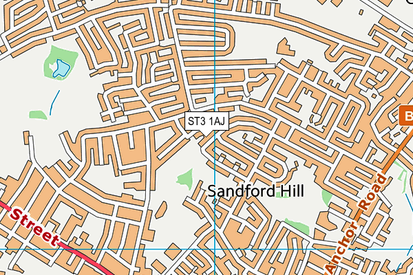 ST3 1AJ map - OS VectorMap District (Ordnance Survey)