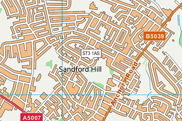 ST3 1AS map - OS VectorMap District (Ordnance Survey)