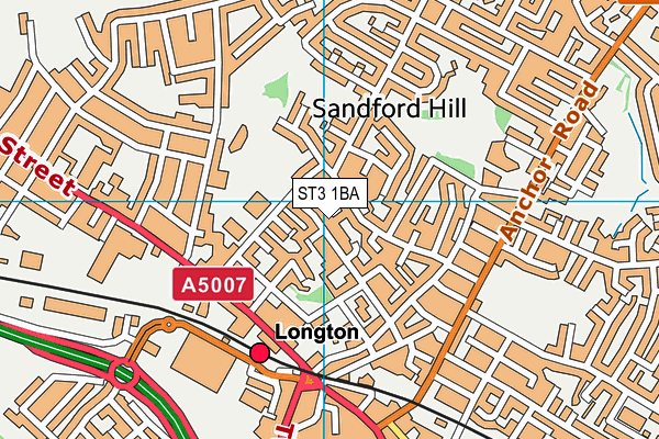 ST3 1BA map - OS VectorMap District (Ordnance Survey)