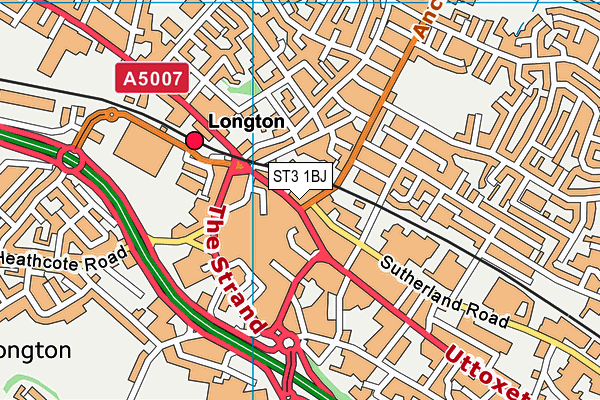 ST3 1BJ map - OS VectorMap District (Ordnance Survey)